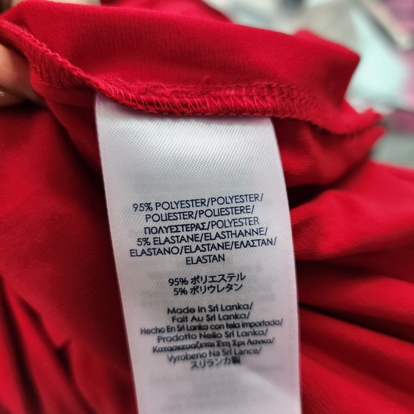 CHAPS Dark Red Stretch Jersey Faux Wrap Ruched Maxi Dress - Picture 7 of 11